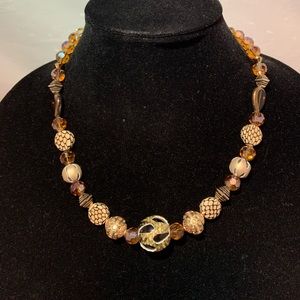 Gold and Black Crystal Chunk Necklace